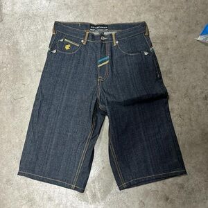 Rocawear Dark Blue Denim Shorts with Contrast Stitching